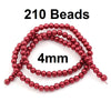 BD699 - 4mm Red Glass Pearl Imitation Round Beads - 32 inch strand - Approx. 210 beads per strand - Hole Size: 1mm