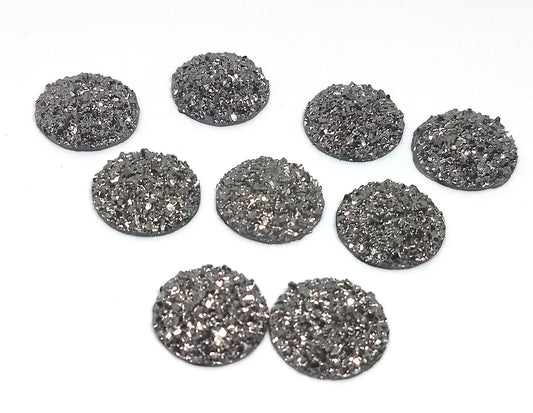 CA617 - 10 pcs Druzy Resin Embellishment Cabochons Gunmetal Silver - 20mm - Dome Style