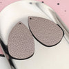 P1031 - 10 pcs. Metallic Gray Faux Leather Dangle Charms Pendants - Plump Teardrop - 58mm (2.3") - Great for Light Earrings! Double-Sided