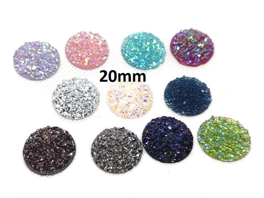 CA641 - 10 pcs Druzy Resin Embellishment Cabochons Assortment - 20mm - Dome Style