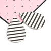 P1091 - 10 pcs. Black and White Stripe Faux Leather Dangle Charms Pendants - Teardrop - 56mm (2.2") - Great for Earrings! Double Sided - Style C