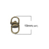 BA045 - 20 pcs. Antique Bronze Oval Swivel Connectors Clasps for Key Rings Key Chains - 19mm x 9mm