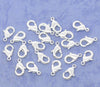 CL091A - 100 pcs. Silver Plated Lobster Clasps - 12mm x 7mm - Made of Brass! Very high quality! Claw Clasps
