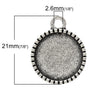 P454 - 10pcs. Antique Silver Circle Round Bezel Cabochon Pendant Tags Trays - 14mm Glue Pad Settings - Tree Design