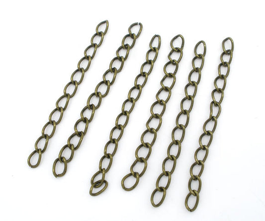 N131 - 100 pcs. - Bronze Extender Extension Chain Links Tails - 2 inch each - 50x3mm