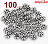 BD521A - 100 pcs Antique Silver Snowflake Daisy Spacer Beads- 5mm