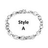 B029 - 10 pcs. Silver Tone Chain Link Bracelets with Lobster Clasps - 7 7/8 in (20 cm) - Style A - Claw Clasps