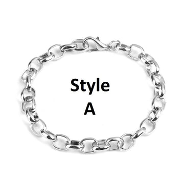 B029 - 10 pcs. Silver Tone Chain Link Bracelets with Lobster Clasps - 7 7/8 in (20 cm) - Style A - Claw Clasps