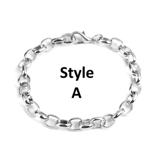 B029 - 10 pcs. Silver Tone Chain Link Bracelets with Lobster Clasps - 7 7/8 in (20 cm) - Style A - Claw Clasps
