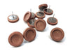 E602 - 10 pcs. Stainless Steel Earring Posts Studs Settings Bezels Cabochons Tacks - 12mm Glue Pad Setting - Silver Tone - Wood Bezel - Cherry Brown