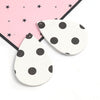 P1048 - 10 pcs. Black and White Polka dot Faux Leather Dangle Charms Pendants - Teardrop - 56mm (2.2") - Great for Earrings! Double Sided