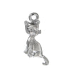 P280A - 10 pcs. Silver Plated Cat Sitting Charms Pendants - 24mm X 11mm