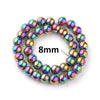 BD619 - 8mm Rainbow Glass Pearl Imitation Round Beads - 12.6 inch strand (Approx. 40 pieces) - Hole Size: 1mm