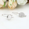 E901 - 4 pcs. Silver Tone Earring Hooks Settings Bezels Cabochons - 8mm Glue Pad Setting - with Loop