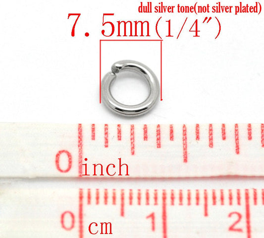 J262 - 300 pcs 304 Stainless Steel Open Jump Rings 7.5mm - 15 Gauge - THICK - HEAVY - High Quality - 1.4mm Thick!