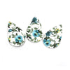 P875 - 10 pcs. White and Blue Floral Faux Leather Dangle Charms Pendants - Teardrop - 56mm (2.2") - Double Sided - Great for Earrings, Necklaces or Dangles