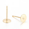 E708 - 20 pcs. (10 pairs) 304 Stainless Steel Golden Earring Posts/Bases/Studs/Settings with Rubber Backs - 12mm x 8mm - 8mm Glue Pad