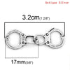 P805A - 10 pcs. Antique Silver Hand Cuffs Charms Pendants - 17x12mm