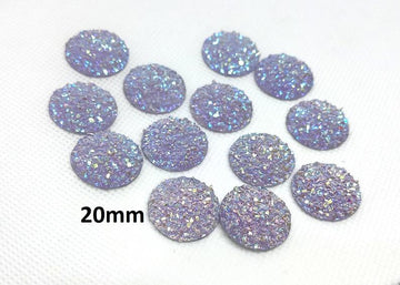 CA618 - 10 pcs Druzy Resin Embellishment Cabochons Purple Lavender - 20mm - Dome Style