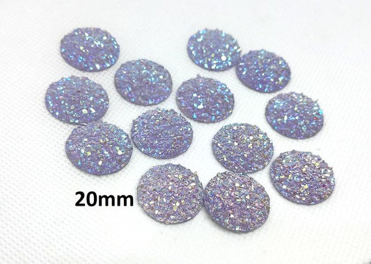CA618 - 10 pcs Druzy Resin Embellishment Cabochons Purple Lavender - 20mm - Dome Style