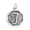 P101 - 4 pcs. Antique Silver LARGE Letter "T" Alphabet Letter Charm Pendant - 23mm x 20mm - Stamped Design