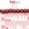 BD699 - 4mm Red Glass Pearl Imitation Round Beads - 32 inch strand - Approx. 210 beads per strand - Hole Size: 1mm