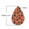 P1083 - 10 pcs. Orange Faux Leather Dangle Charms Pendants - Teardrop - Halloween - 56mm (2.2") - Great for Earrings or Dangles! Double-Sided - F