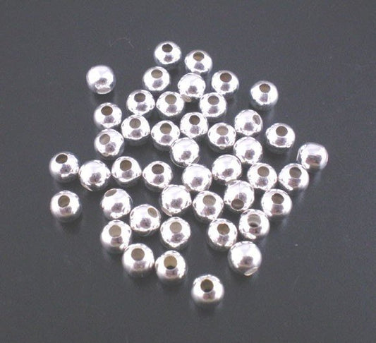 BD356 - 500 pcs Silver Plated Alloy Smooth Ball Spacer Beads- 4mm