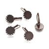 CA717 - 10 pcs. Antique Bronze Earring Clips Settings Lever Back Bezels Cabochons - 12mm Glue Pad Setting - Scalloped Crown Design