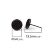 E354B - 30 pcs. Black Earring Posts Studs Settings Bezels Cabochons Tacks - 8mm Glue Pad Setting