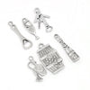 P208 - 6 pcs. Silver Tone Wine Charms Pendants with Jump Rings- 17mm- 25mm - Variety - Assortment - Mix - Set A