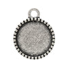 P454 - 10pcs. Antique Silver Circle Round Bezel Cabochon Pendant Tags Trays - 14mm Glue Pad Settings - Tree Design