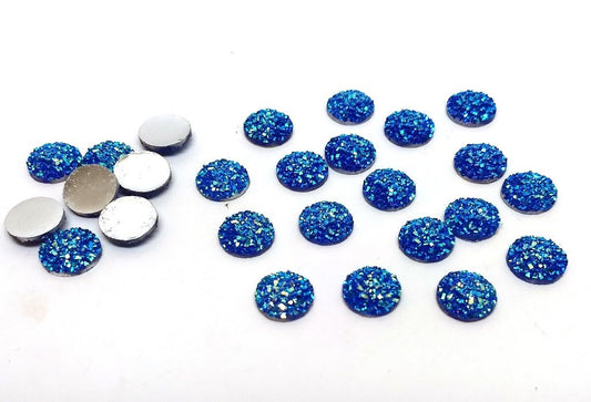 CA101 -10 pcs Druzy Resin Embellishment Cabochons Blue Multicolor - 12mm - Dome Circle