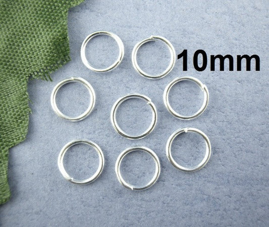 J161 - 600 pcs Silver Plated Open Jump Rings - 10mm - 21 Gauge