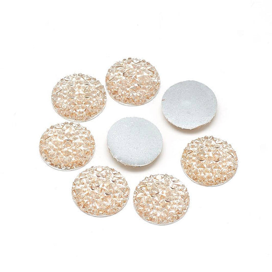 CA159 - 10 pcs Druzy Resin Embellishment Cabochons Beige Tan Cream - 12mm - Shimmer Style