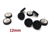 E603 - 10 pcs. Stainless Steel Earring Posts Studs Settings Bezels Cabochons Tacks - 12mm Glue Pad Setting - Silver Tone - Wood Bezel - Black