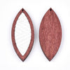 P2204 - 4 pcs. White and Brown REAL Leather Cowhide over Wood Dangle Pendants - Rattan - Marquise - 46mm (1.81") - Great for Earrings or Dangles!