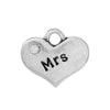 P079 - 4 pcs. Antique Silver "Mrs" charm with rhinestone - 16mm X 14mm