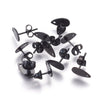 E495 - 10 pcs (5 pairs) 304 Stainless Steel Teardrop Earring Posts/Bases/Studs/Settings with Backs - 10mm x 6mm - Hole for Dangles - Gunmetal Black