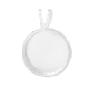 P478A - 30 pcs. Silver Plated Circle Round Bezel Cabochon Pendant Tags Trays - 12mm Glue Pad - 19x14mm - Double Loop