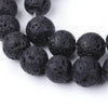 BD274 - 4mm Black Stone Lava Round Beads - 15" strand - Hole Size: 1mm - Approx. 95 piece