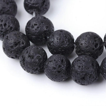 BD274 - 4mm Black Stone Lava Round Beads - 15" strand - Hole Size: 1mm - Approx. 95 piece