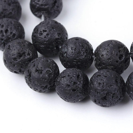 BD274 - 4mm Black Stone Lava Round Beads - 15" strand - Hole Size: 1mm - Approx. 95 piece