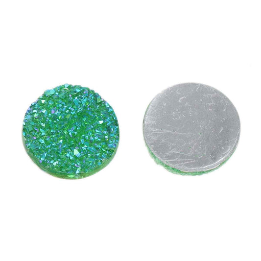 CA211 - 10 pcs Druzy Resin Embellishment Cabochons Emerald Green - 18mm - Circle Round
