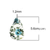 P875 - 10 pcs. White and Blue Floral Faux Leather Dangle Charms Pendants - Teardrop - 56mm (2.2") - Double Sided - Great for Earrings, Necklaces or Dangles