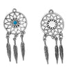 P495 - 2 pcs. Antique Silver Dream Catcher Hollow with Dangles Charms Pendants and Imitation Turquoise Stone - 64x26mm - LARGE