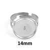 RB040 - 5 pcs. 304 Stainless Steel Silver Tone ADJUSTABLE Cabochon Setting Bezel RING bases settings - Ring Size 7.75 US - Glue Pad 14mm