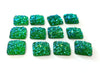 CA790 - 10 pcs Druzy Resin Embellishment Cabochons Green Multicolor AB - 12mm - Square - Dome Style
