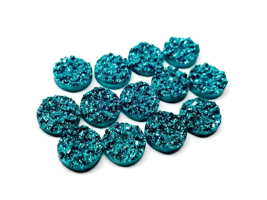 RC0016 - 10 pcs Druzy Resin Embellishment Cabochons Teal Green - 12mm