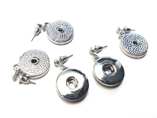 E771 - 2 pcs. 304 Stainless Steel Earring Dangle Posts - For 20mm Chunk Snap Buttons - Silver Tone